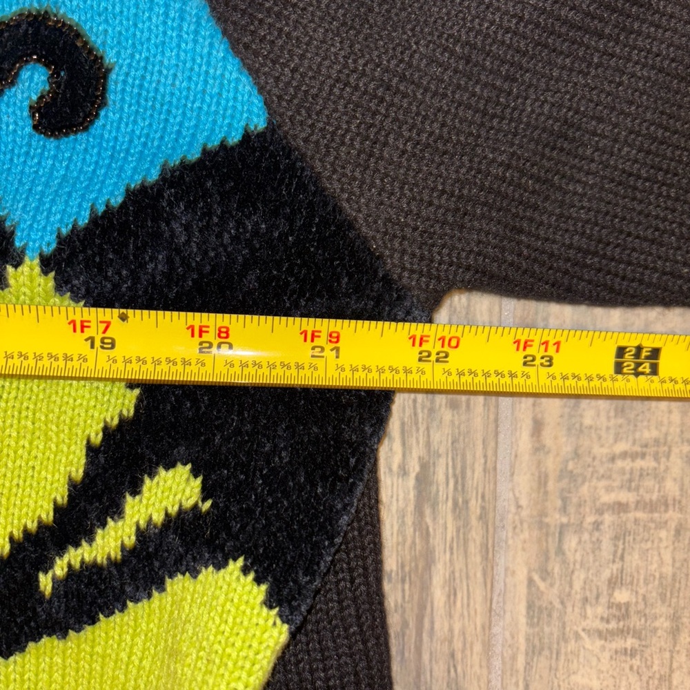Jack B. Quick 90’s Womens Size 1X Embellished Cardigan Multi Color Abstract Neon - Picture 5 of 8